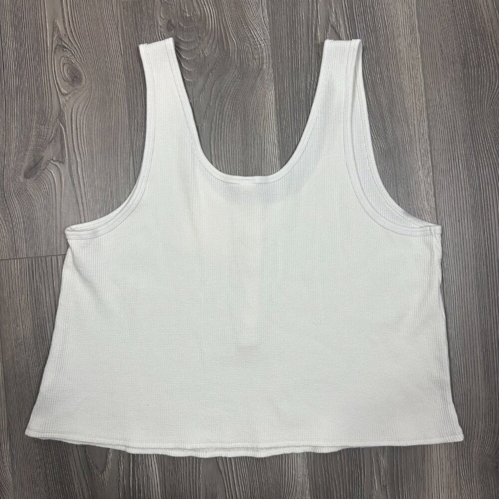 Old Navy White Waffle‎ Knit Henley Tank Top Size Large - Picture 3 of 3